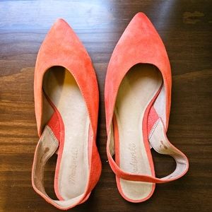 Madewell Coral Suede The Ava Slingback Flats Size 7.5